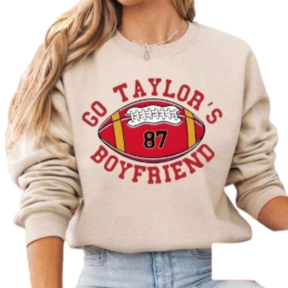 Go Taylor's Boyfriend Crewneck Sweatshirt Women’s Size XL Kansas City Chiefs
